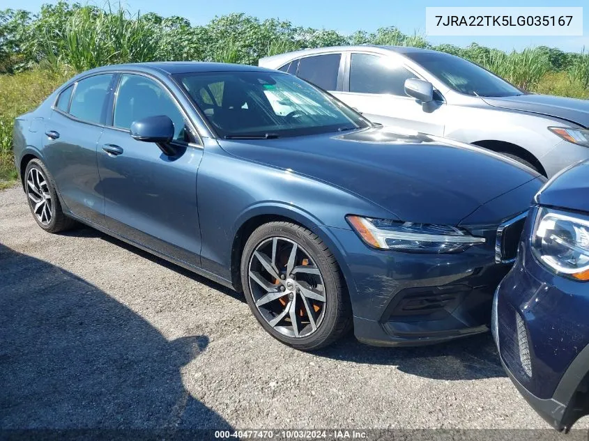 2020 Volvo S60 T6 Momentum VIN: 7JRA22TK5LG035167 Lot: 40477470