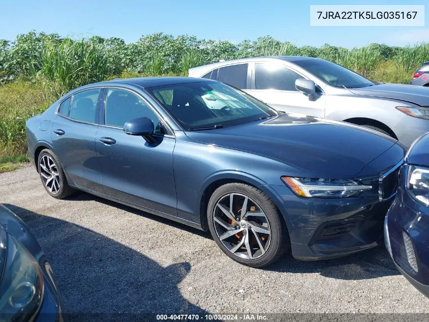 2020 Volvo S60 T6 Momentum VIN: 7JRA22TK5LG035167 Lot: 40477470