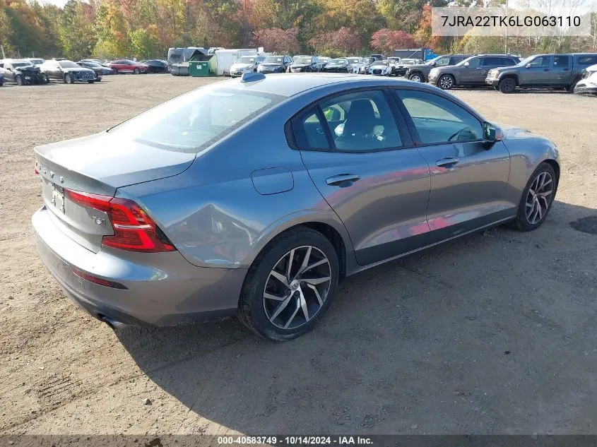 7JRA22TK6LG063110 2020 Volvo S60 T6 Momentum