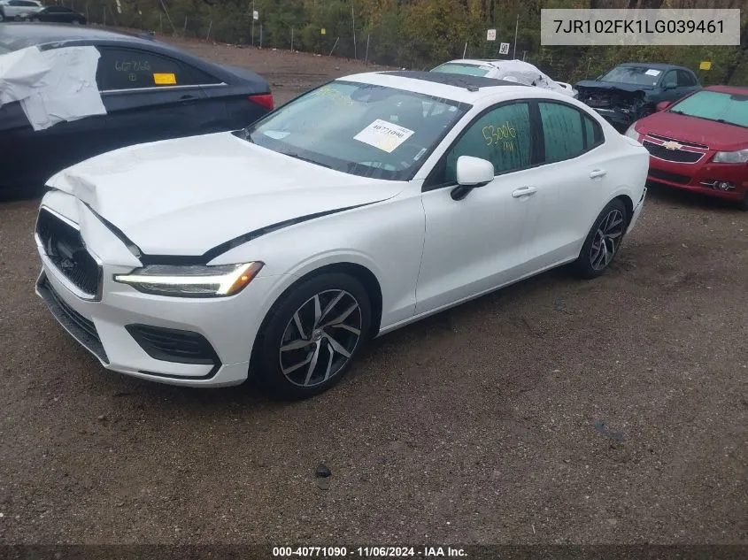 2020 Volvo S60 T5 Momentum VIN: 7JR102FK1LG039461 Lot: 40771090