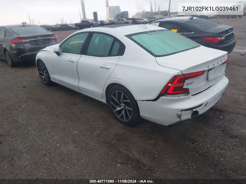 2020 Volvo S60 T5 Momentum VIN: 7JR102FK1LG039461 Lot: 40771090