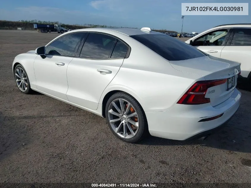 2020 Volvo S60 T5 Momentum VIN: 7JR102FK4LG030981 Lot: 40842491