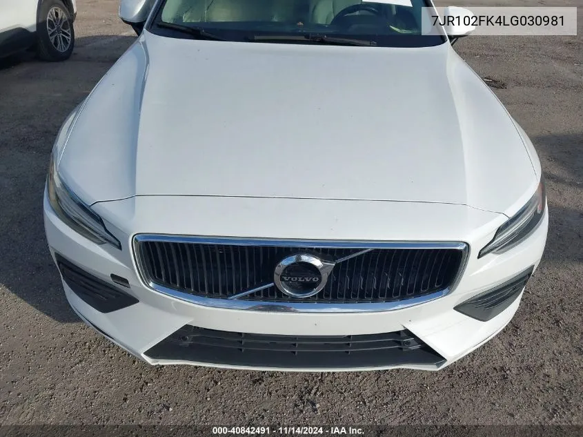 2020 Volvo S60 T5 Momentum VIN: 7JR102FK4LG030981 Lot: 40842491