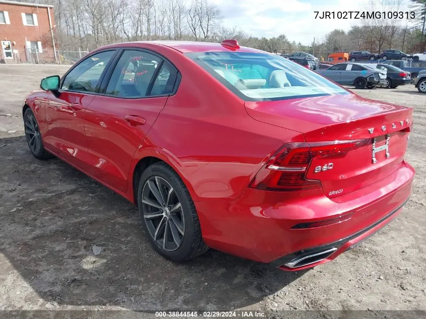 2021 Volvo S60 T5 Momentum VIN: 7JR102TZ4MG109313 Lot: 38844545