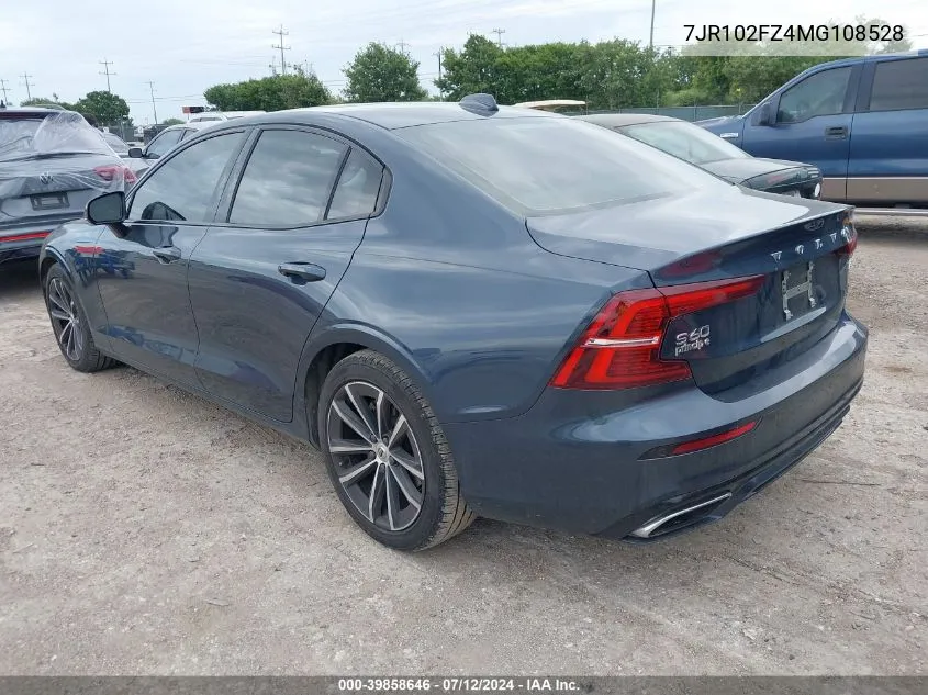 2021 Volvo S60 T5 Momentum VIN: 7JR102FZ4MG108528 Lot: 39858646