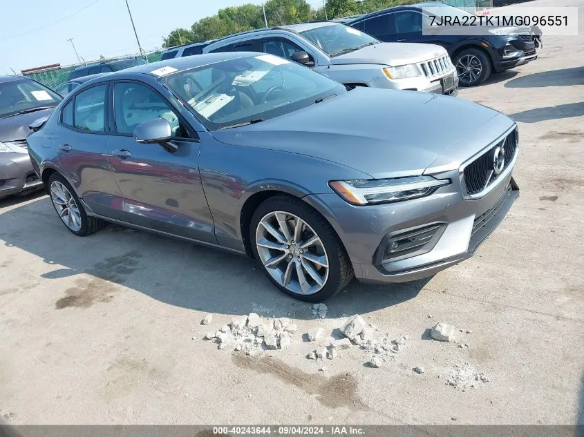 7JRA22TK1MG096551 2021 Volvo S60 T6 Momentum