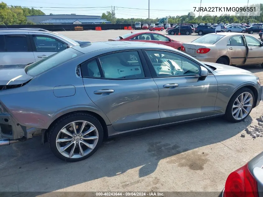 7JRA22TK1MG096551 2021 Volvo S60 T6 Momentum