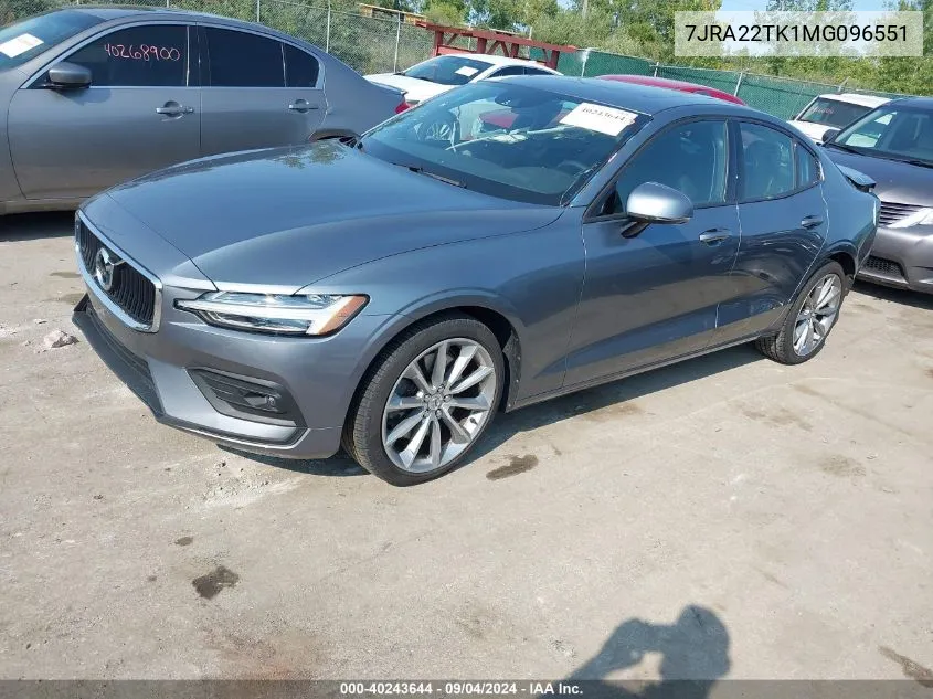 7JRA22TK1MG096551 2021 Volvo S60 T6 Momentum