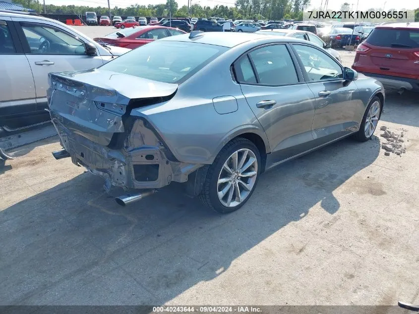 7JRA22TK1MG096551 2021 Volvo S60 T6 Momentum