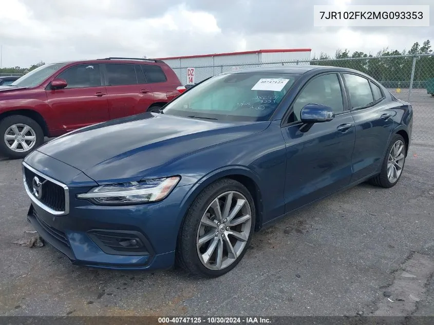 2021 Volvo S60 T5 Momentum VIN: 7JR102FK2MG093353 Lot: 40747125