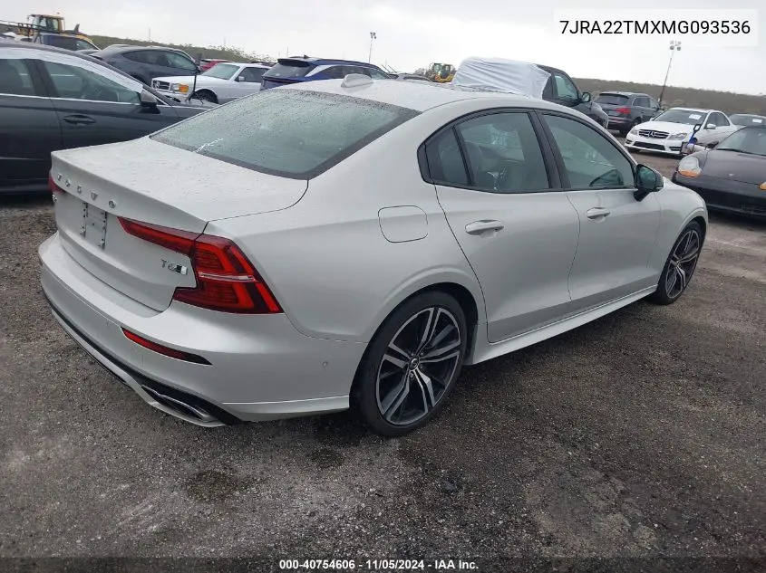 2021 Volvo S60 T6 R-Design VIN: 7JRA22TMXMG093536 Lot: 40754606