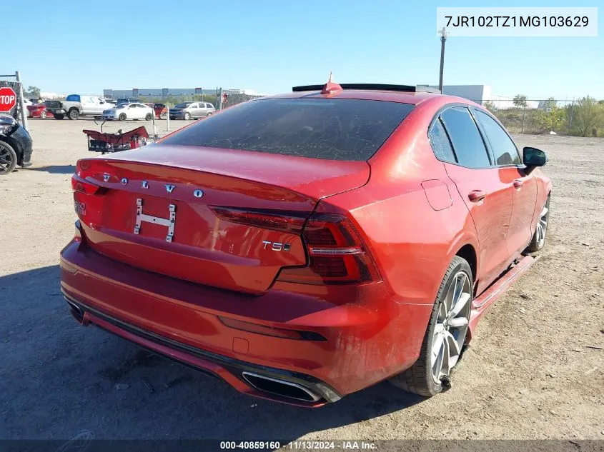 2021 Volvo S60 T5 Momentum VIN: 7JR102TZ1MG103629 Lot: 40859160