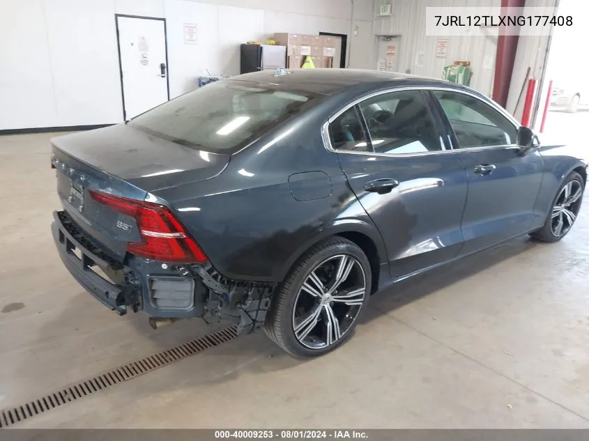 2022 Volvo S60 B5 Inscription VIN: 7JRL12TLXNG177408 Lot: 40009253