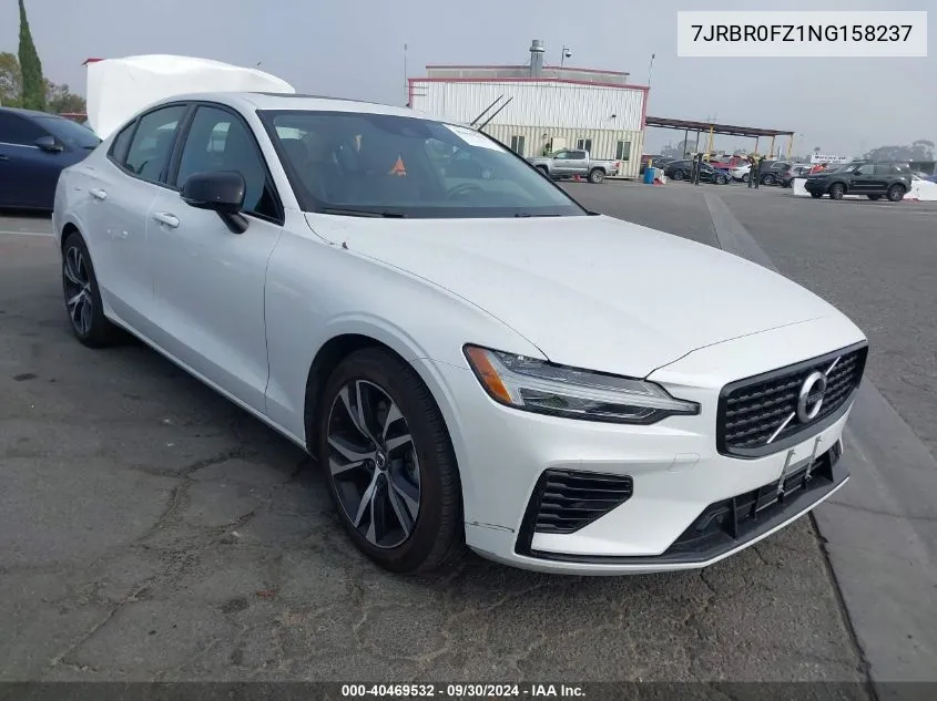 2022 Volvo S60 Recharge Plug-In Hybrid T8 R-Design Expression VIN: 7JRBR0FZ1NG158237 Lot: 40469532