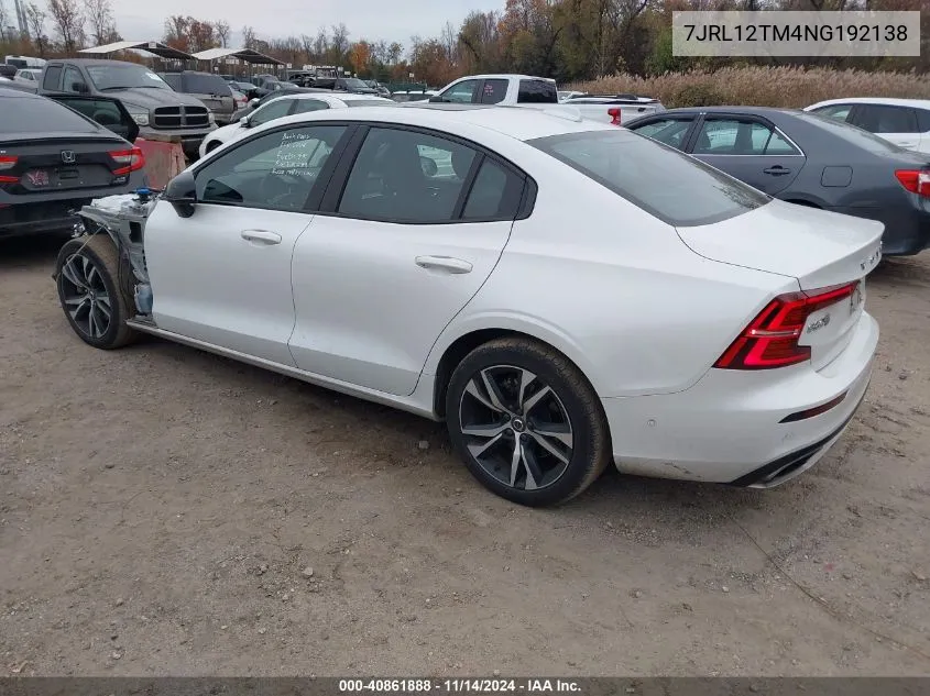 2022 Volvo S60 B5 R-Design VIN: 7JRL12TM4NG192138 Lot: 40861888