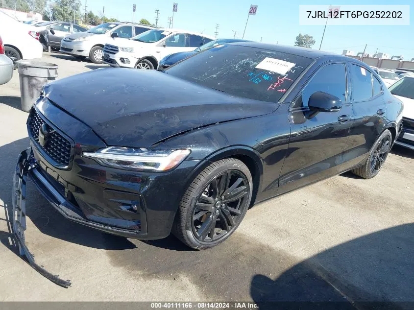 2023 Volvo S60 B5 Plus Black Edition VIN: 7JRL12FT6PG252202 Lot: 40111166