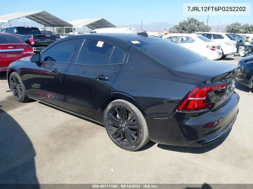 2023 Volvo S60 B5 Plus Black Edition VIN: 7JRL12FT6PG252202 Lot: 40111166