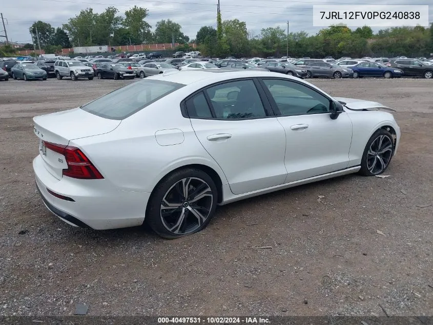 2023 Volvo S60 B5 Core Dark Theme VIN: 7JRL12FV0PG240838 Lot: 40497531