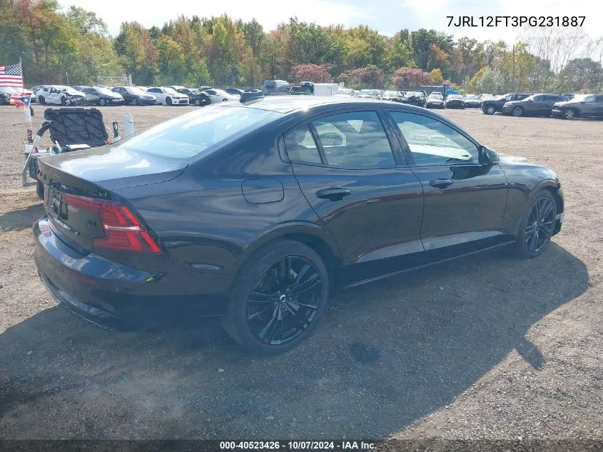 2023 Volvo S60 B5 Plus Black Edition VIN: 7JRL12FT3PG231887 Lot: 40523426