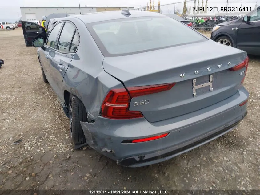 2024 Volvo S60 VIN: 7JRL12TL8RG316411 Lot: 12132611