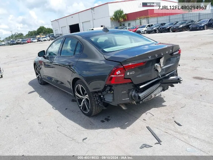 2024 Volvo S60 B5 Plus Dark Theme VIN: 7JRL12FL4RG294967 Lot: 40319033