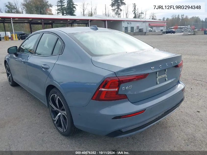 2024 Volvo S60 B5 Plus Dark Theme VIN: 7JRL12FL9RG294348 Lot: 40576352