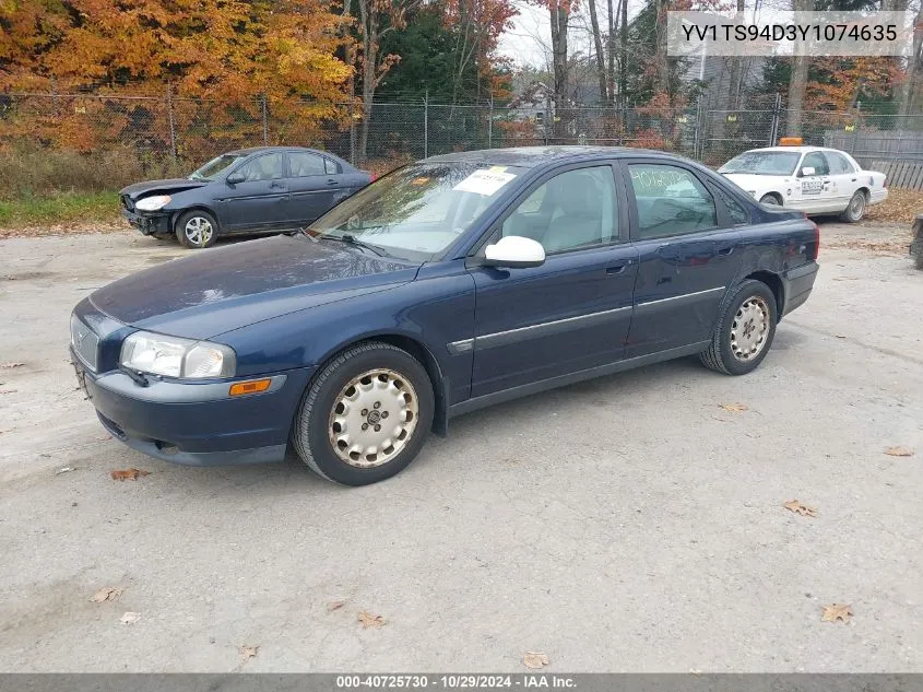 2000 Volvo S80 2.9 VIN: YV1TS94D3Y1074635 Lot: 40725730