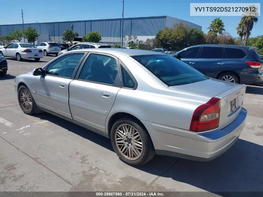 2002 Volvo S80 2.9 VIN: YV1TS92D521270912 Lot: 39987560