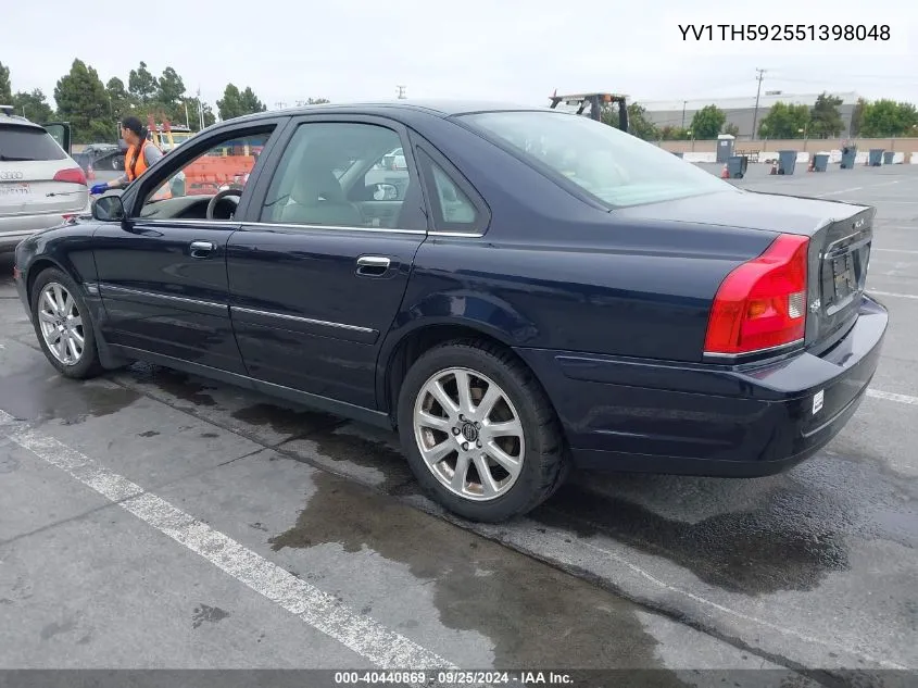 2005 Volvo S80 2.5T/2.5T Awd VIN: YV1TH592551398048 Lot: 40440869