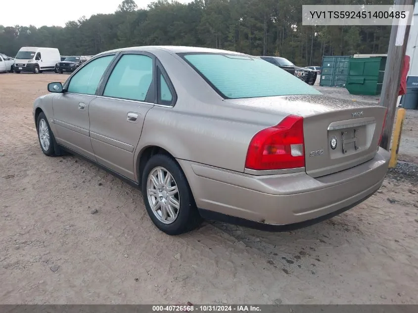 2005 Volvo S80 2.5T VIN: YV1TS592451400485 Lot: 40726568