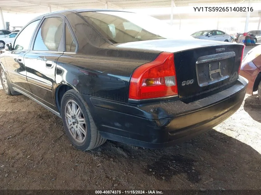 2005 Volvo S80 2.5T VIN: YV1TS592651408216 Lot: 40874375