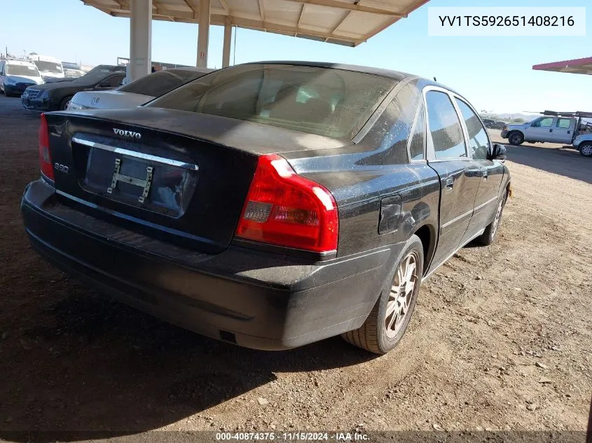 2005 Volvo S80 2.5T VIN: YV1TS592651408216 Lot: 40874375