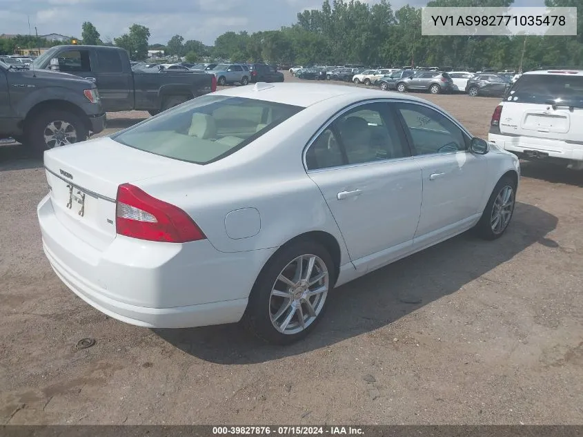 2007 Volvo S80 3.2 VIN: YV1AS982771035478 Lot: 39827876