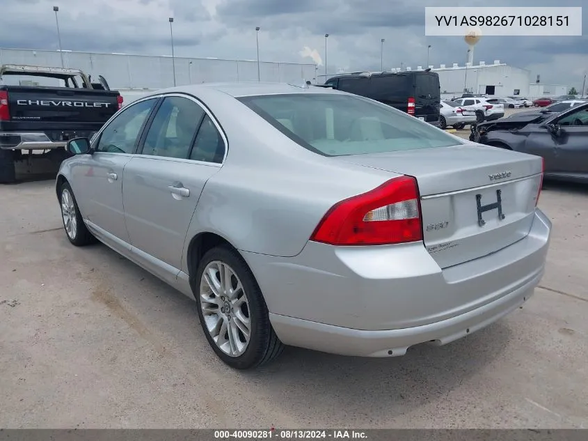 2007 Volvo S80 3.2 VIN: YV1AS982671028151 Lot: 40090281