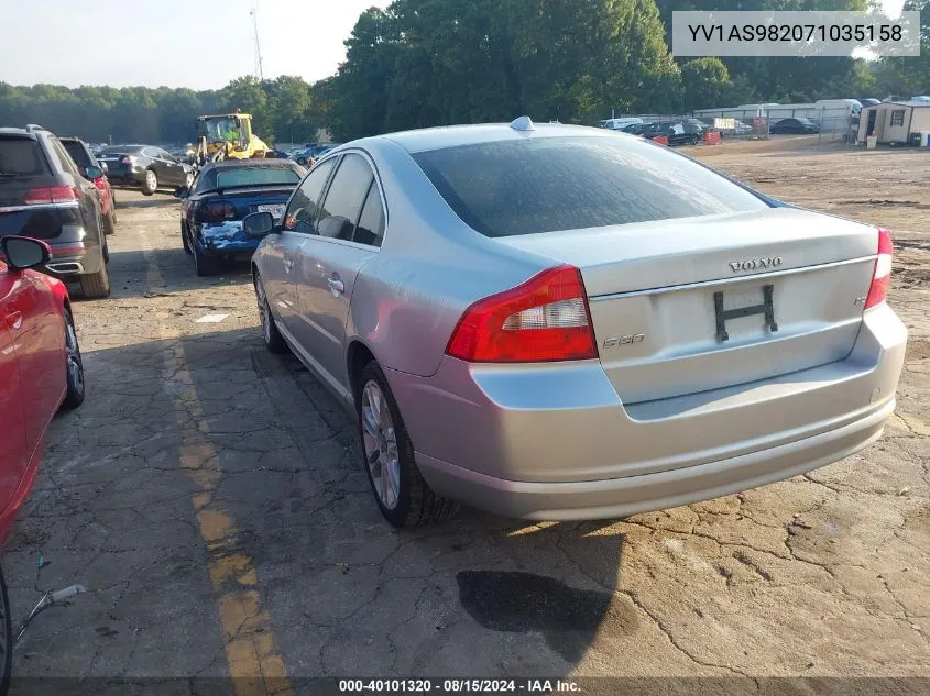 2007 Volvo S80 3.2 VIN: YV1AS982071035158 Lot: 40101320