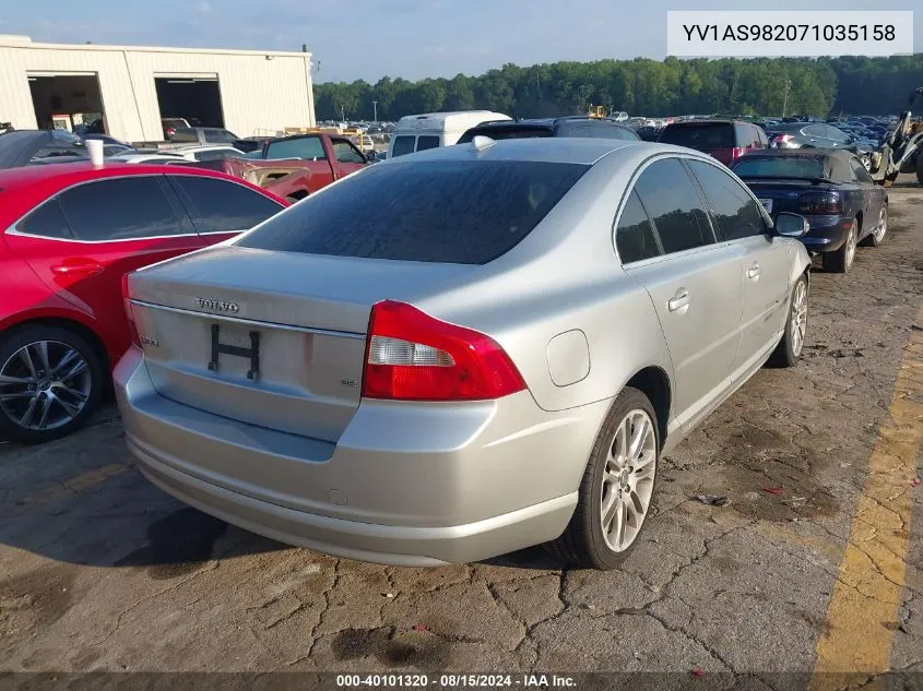 2007 Volvo S80 3.2 VIN: YV1AS982071035158 Lot: 40101320