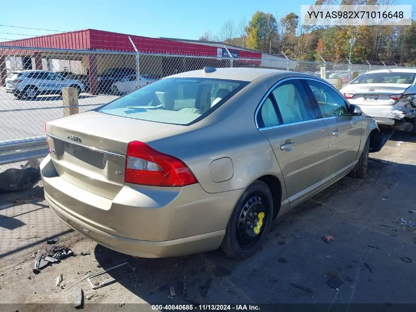 2007 Volvo S80 3.2 VIN: YV1AS982X71016648 Lot: 40840685