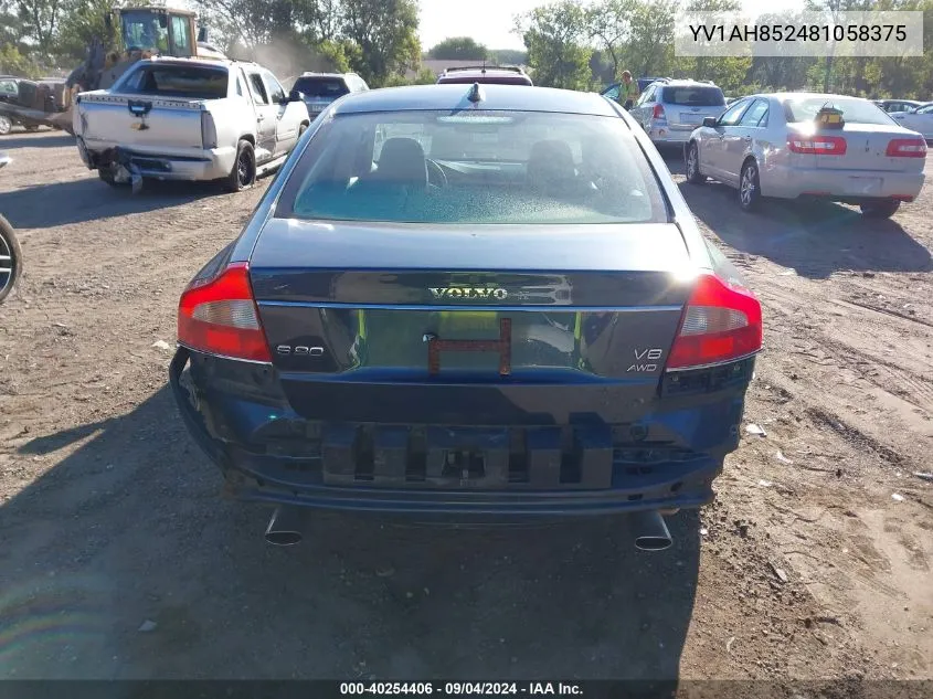 YV1AH852481058375 2008 Volvo S80 V8