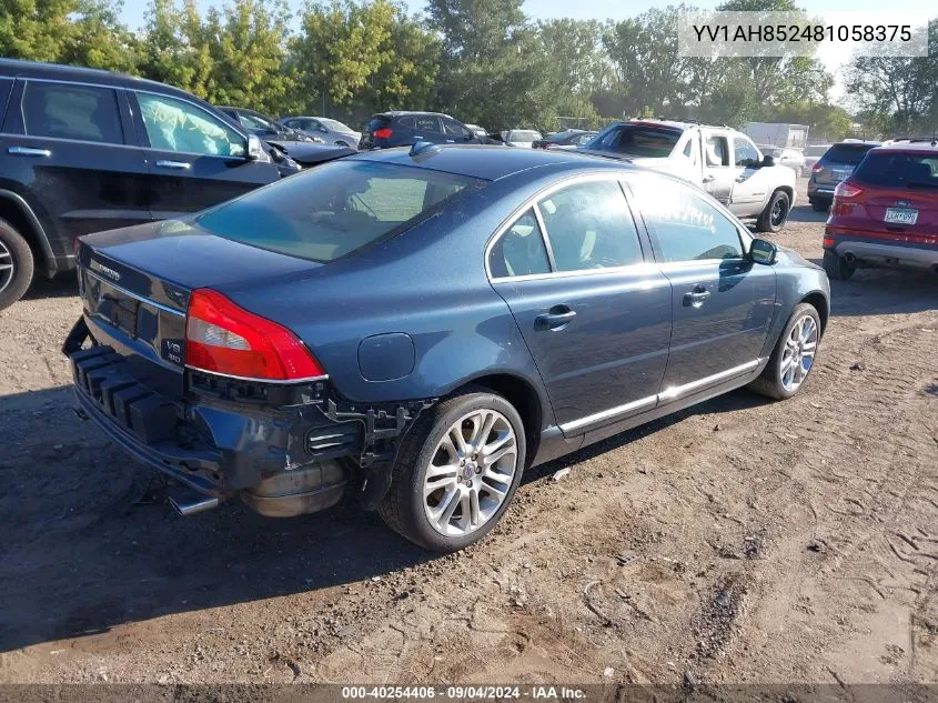 2008 Volvo S80 V8 VIN: YV1AH852481058375 Lot: 40254406