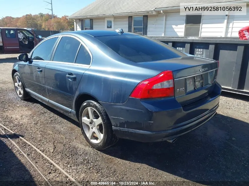 2008 Volvo S80 T6 VIN: YV1AH992581056392 Lot: 40665184