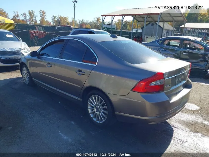 YV1AS982681081322 2008 Volvo S80 3.2