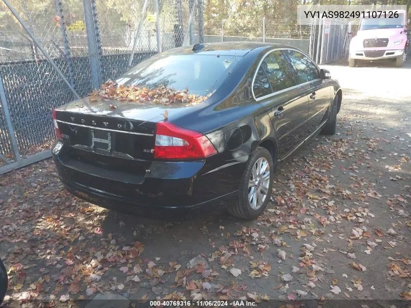 2009 Volvo S80 3.2 VIN: YV1AS982491107126 Lot: 40769316