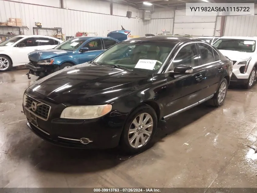 YV1982AS6A1115722 2010 Volvo S80 3.2