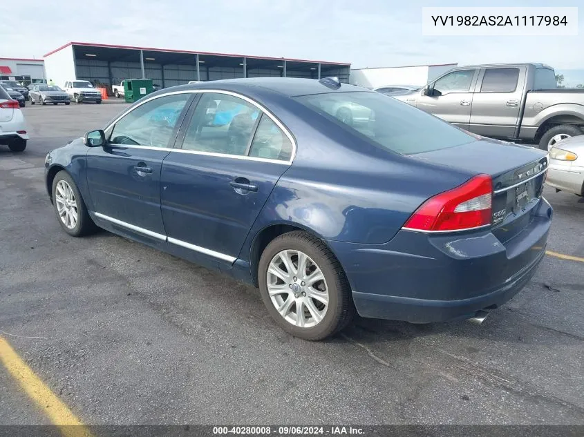 YV1982AS2A1117984 2010 Volvo S80 3.2