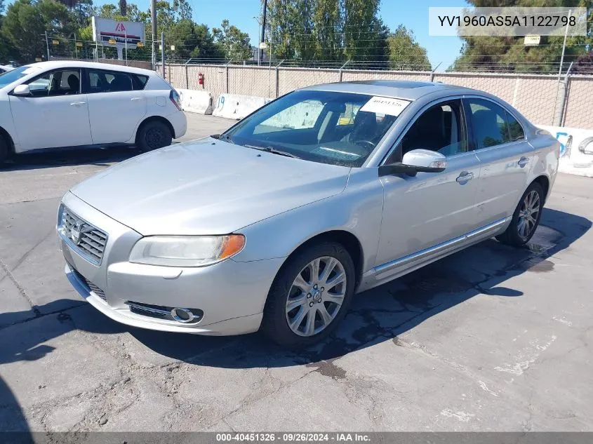 YV1960AS5A1122798 2010 Volvo S80 3.2