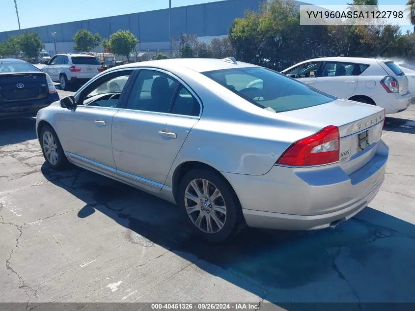 2010 Volvo S80 3.2 VIN: YV1960AS5A1122798 Lot: 40451326