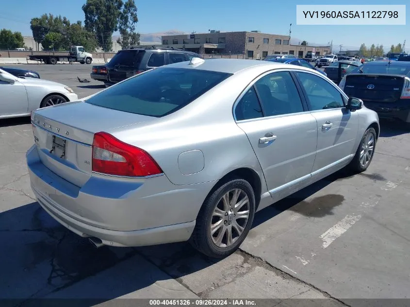 2010 Volvo S80 3.2 VIN: YV1960AS5A1122798 Lot: 40451326