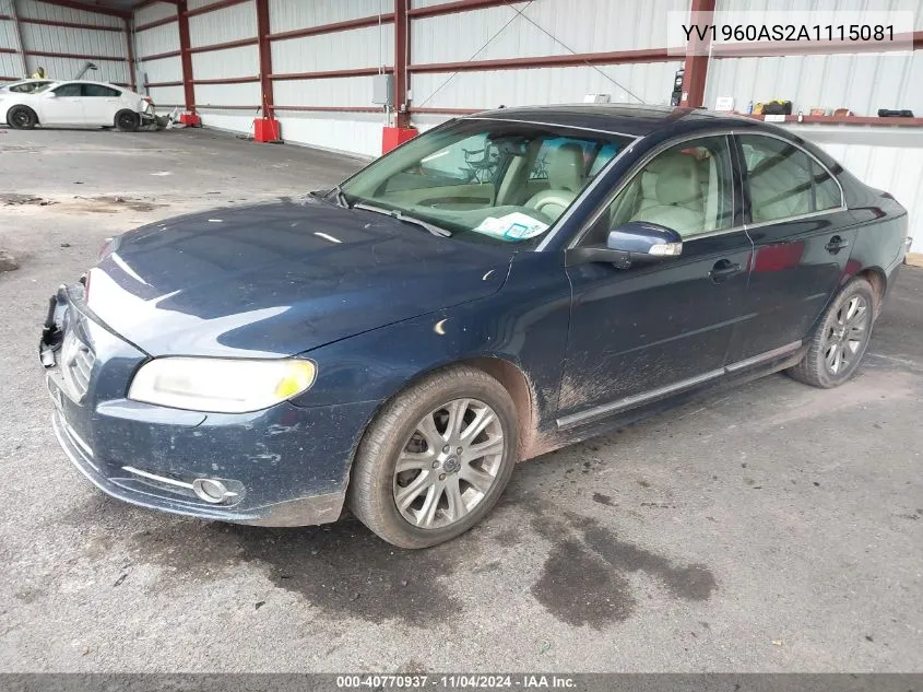 2010 Volvo S80 3.2 VIN: YV1960AS2A1115081 Lot: 40770937