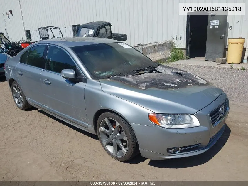 2011 Volvo S80 T6 VIN: YV1902AH6B1135918 Lot: 39793138