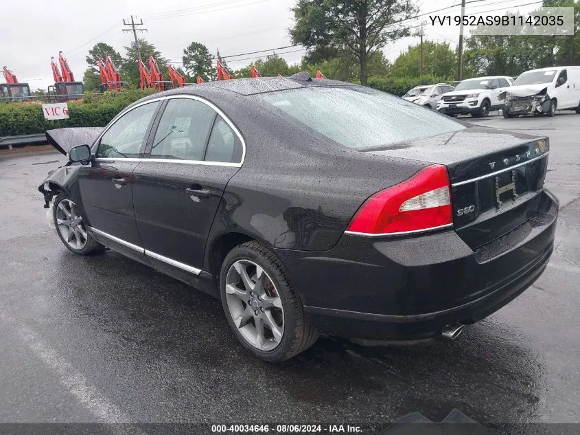 2011 Volvo S80 3.2 VIN: YV1952AS9B1142035 Lot: 40034646